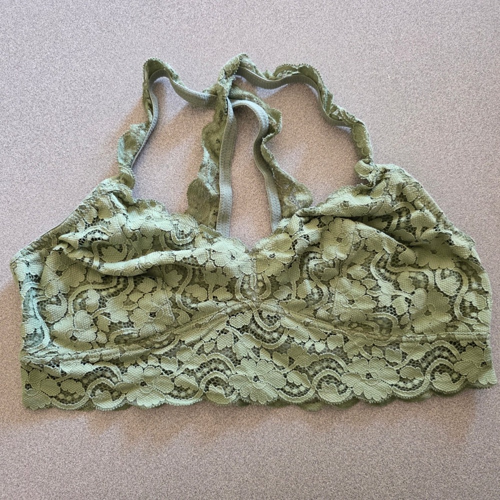 Xhilaration Olive Green‎ Lace Crossback Bralette - Size L
